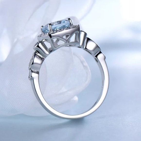 Sterling silver blue topaz ring, S925 sterlingring - Picture 4 of 4